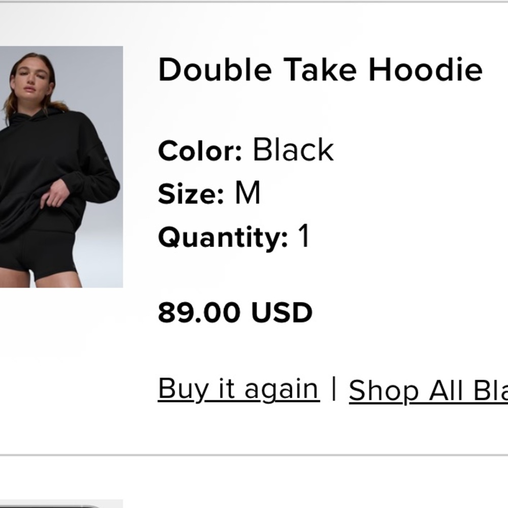 ALO Yoga Black Double Take Hoodie